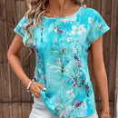 LUNE Camiseta De Cuello Redondo Para Mujer Con Estampado De Flores