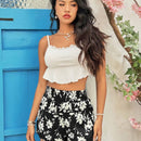 WYWH Pantalones Cortos Fruncidos Para Mujer Con Estampado Floral
