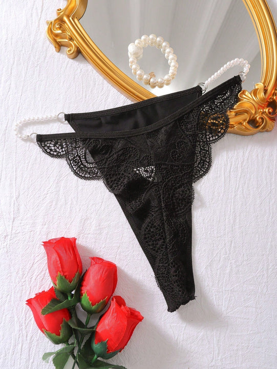 Lenceria Con Cordon Y Parche De Encaje Para Mujer Estilo C