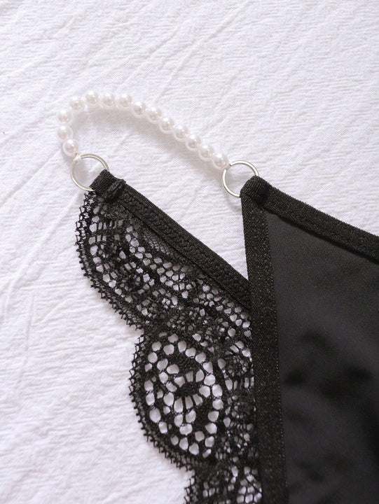 Lenceria Con Cordon Y Parche De Encaje Para Mujer Estilo C