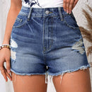 LUNE Shorts De Mezclilla Desgastados Para Mujer Con Borde Deshilachado