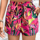 VCAY Shorts De Mujer Con Cordon Y Estampado Botanico