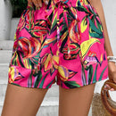 VCAY Shorts De Mujer Con Cordon Y Estampado Botanico
