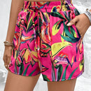 VCAY Shorts De Mujer Con Cordon Y Estampado Botanico