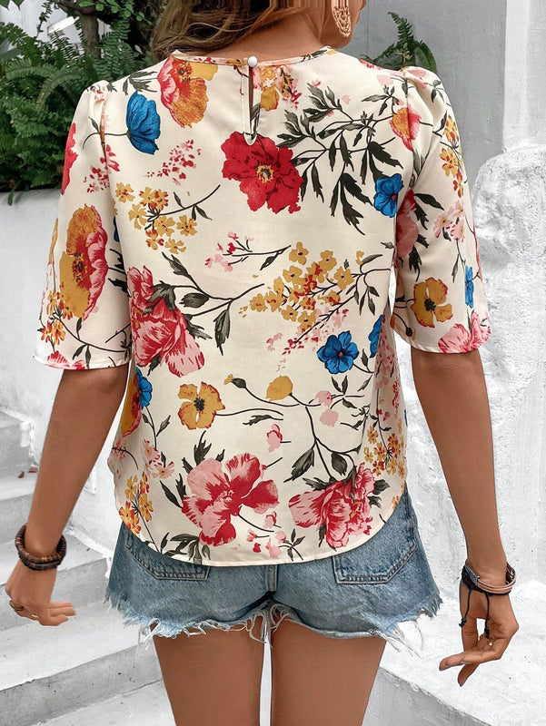 VCAY Camisa Estampada Floral Para Mujer