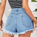 VCAY Shorts Vaqueros Con Dobladillo Deshilachado Rasgados Para Mujer