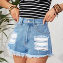 VCAY Shorts Vaqueros Con Dobladillo Deshilachado Rasgados Para Mujer