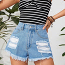 VCAY Shorts Vaqueros Con Dobladillo Deshilachado Rasgados Para Mujer