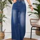 VCAY Pantalones De Mezclilla De Cintura Alta Y Pierna Ancha Para Mujer