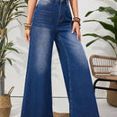 VCAY Pantalones De Mezclilla De Cintura Alta Y Pierna Ancha Para Mujer