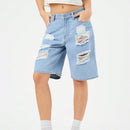 Forever 21 Pantalones Cortos De Mezclilla Desgastados Para Mujer