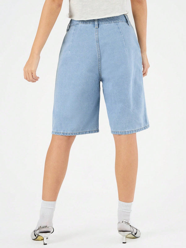 Forever 21 Pantalones Cortos De Mezclilla Desgastados Para Mujer