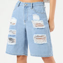 Forever 21 Pantalones Cortos De Mezclilla Desgastados Para Mujer
