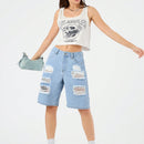 Forever 21 Pantalones Cortos De Mezclilla Desgastados Para Mujer