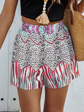 VCAY Shorts De Parches Estampados De Leopardo Aleatorios