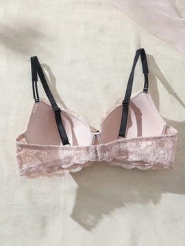 Sosten de encaje comodo para mujer con detalle de lazo y aros