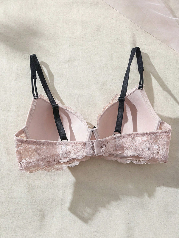 Sosten de encaje comodo para mujer con detalle de lazo y aros