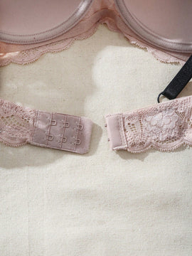 Sosten de encaje comodo para mujer con detalle de lazo y aros