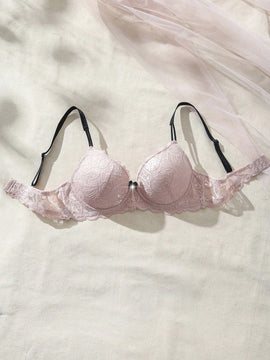 Sosten de encaje comodo para mujer con detalle de lazo y aros