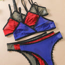Conjunto De Ropa Interior Con Ribete De Encaje Para Mujer De 6 Piezas/juego