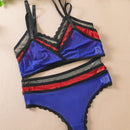 Conjunto De Ropa Interior Con Ribete De Encaje Para Mujer De 6 Piezas/juego