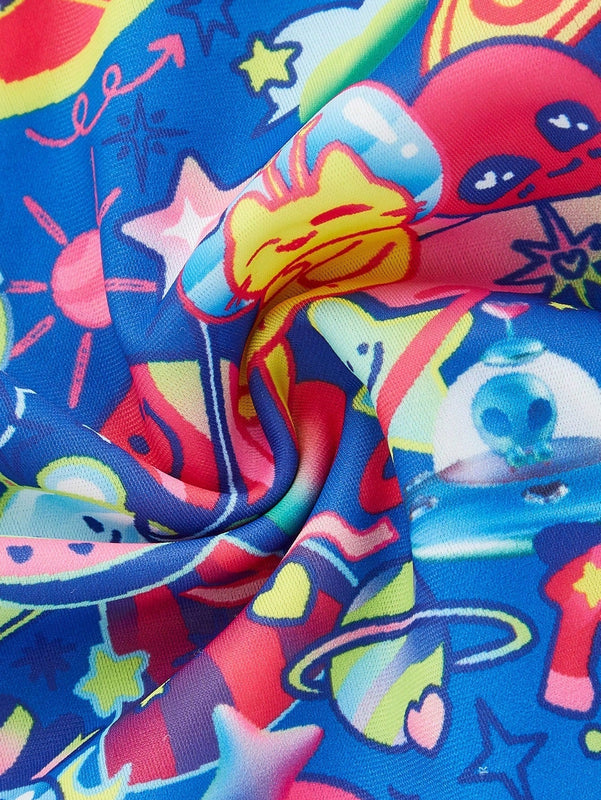 ROMWE X Care Bears Conjunto De Ropa Interior Impresos Con Alienigena Y Nave Espacial Con Almohadilla Desmontable
