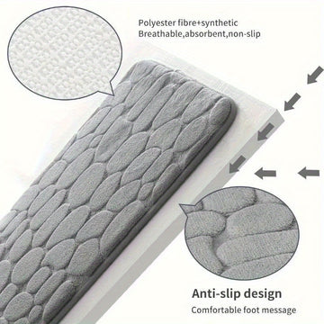 1 ud Alfombra de Baño de Espuma de Memoria con Relieve de Piedra de Felpa - Ultra Suave, Absorbente Rápido de Agua, Lavable, Antideslizante e Hipoalergénica - Perfecta para Baño, Ducha y Bañera - Sin Fragancia y Fácil de Limpiar