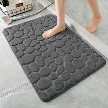 1 ud Alfombra de Baño de Espuma de Memoria con Relieve de Piedra de Felpa - Ultra Suave, Absorbente Rápido de Agua, Lavable, Antideslizante e Hipoalergénica - Perfecta para Baño, Ducha y Bañera - Sin Fragancia y Fácil de Limpiar