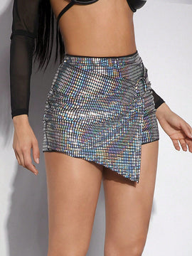Haute Falda-pantalon De Cintura Alta Con Anillo Metalico Cruzado