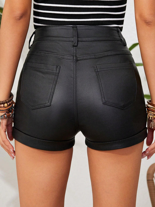 VCAY Pantalones Cortos De Mezclilla Ajustados Falso Para Mujer