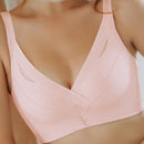 Sencillo Bra Ajustable de Primavera/Verano sin Alambrar con Soporte Lateral y Push-Up, Bottom Gruesa y Parte Superior Delgada, Cierre de Hebilla de Cuatro Filas, Anti-Caida y Anti-Bultos Laterales