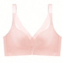 Sencillo Bra Ajustable de Primavera/Verano sin Alambrar con Soporte Lateral y Push-Up, Bottom Gruesa y Parte Superior Delgada, Cierre de Hebilla de Cuatro Filas, Anti-Caida y Anti-Bultos Laterales