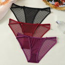 Ropa Interior Femenina Con Triangulos Decorados De Encaje De Malla, Con Lazo Y Bordado Floral (3 Piezas/set)