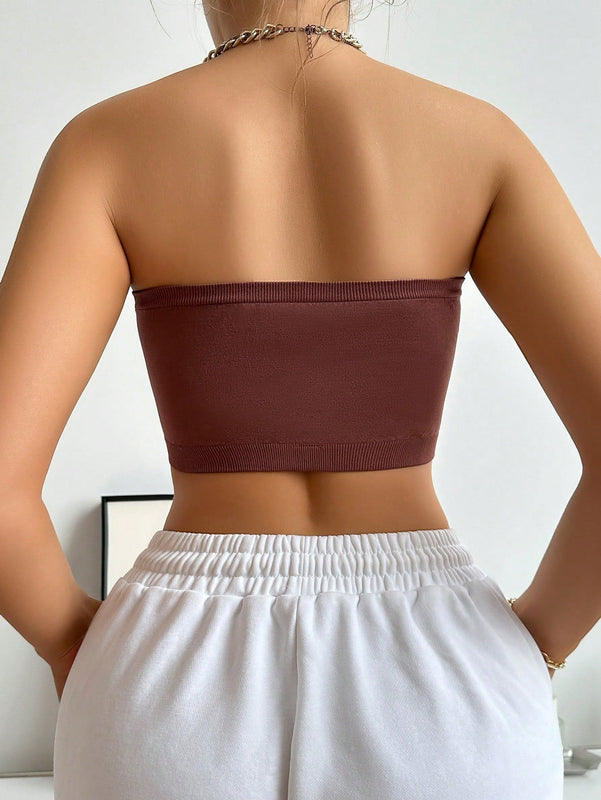 Conjunto De 5 Piezas De Sujetador De Tubo De Color Solido Para Mujer