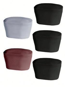 Conjunto De 5 Piezas De Sujetador De Tubo De Color Solido Para Mujer