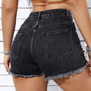 ICON Shorts De Mezclilla De Cintura Alta Para Mujer Con Bajo Irregular Desgastado