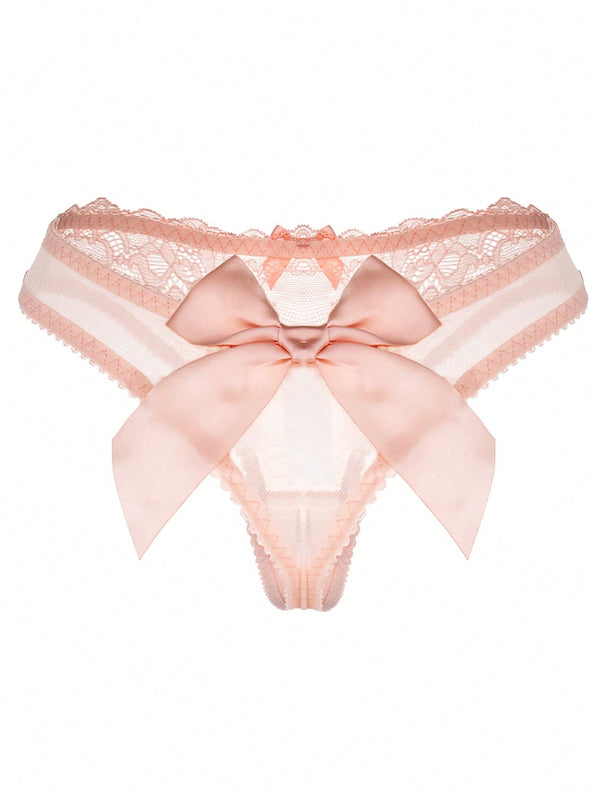 Tanga Sexy De Encaje Bordado Para Mujeres Con Detalles De Lazo
