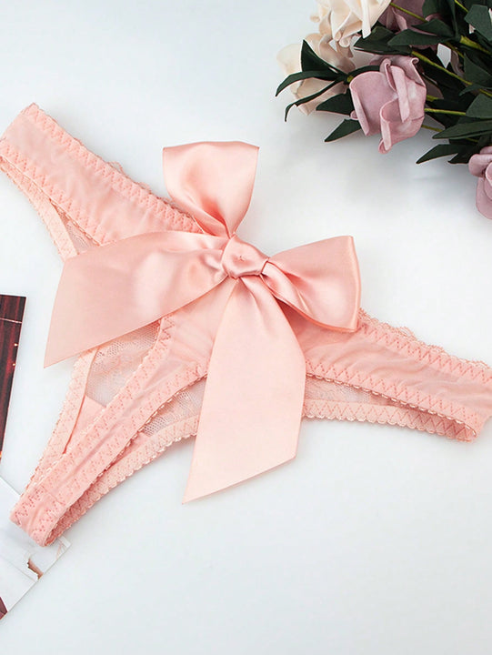 Tanga Sexy De Encaje Bordado Para Mujeres Con Detalles De Lazo