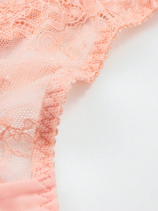 Tanga Sexy De Encaje Bordado Para Mujeres Con Detalles De Lazo