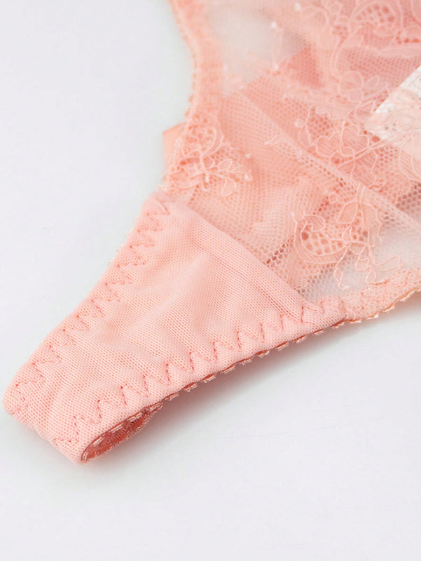Tanga Sexy De Encaje Bordado Para Mujeres Con Detalles De Lazo