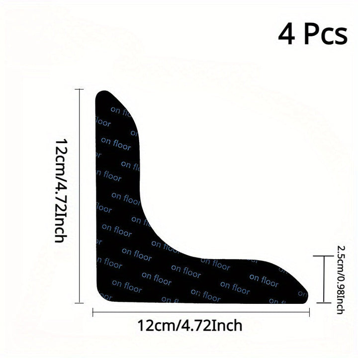 4/8/12pcs Agarraderas para Alfombras con Super Adherencia - Cinta Anti-Rizado para Alfombras Antideslizante Mantiene Tu Alfombra en Su Lugar y Aplana Las Esquinas para Esquinas y Bordes Renovables Negro