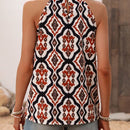 LUNE Blusa Sin Mangas Con Estampado Floral Y Cuello Halter Para Mujeres