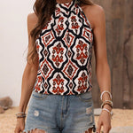 LUNE Blusa Sin Mangas Con Estampado Floral Y Cuello Halter Para Mujeres