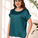 EMERY ROSE Blusa De Manga Murcielago De Cuello Redondo De Un Solo Color Para Mujeres