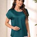 EMERY ROSE Blusa De Manga Murcielago De Cuello Redondo De Un Solo Color Para Mujeres