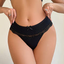 Tanga Con Encaje Y Decoracion De Lazo De Parche
