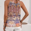 VCAY Blusa Con Cuello De Halter Y Estampado De Cachemira