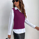 Frenchy Chaleco De Sueter Tejido De Color Solido
