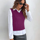 Frenchy Chaleco De Sueter Tejido De Color Solido