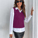 Frenchy Chaleco De Sueter Tejido De Color Solido